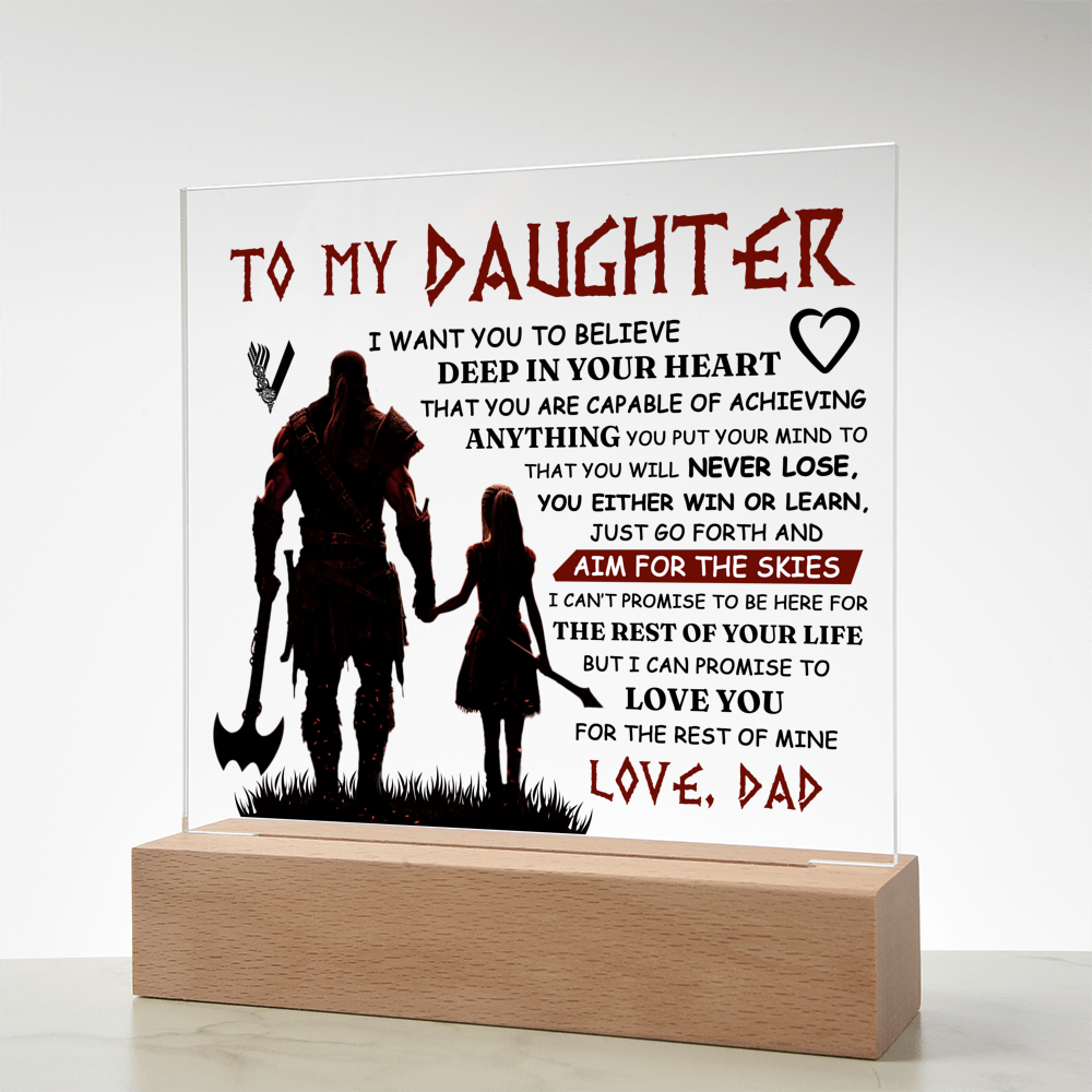 TO MY DAUGHTER VIKING SQUARE ACRYLIC PLAQUE