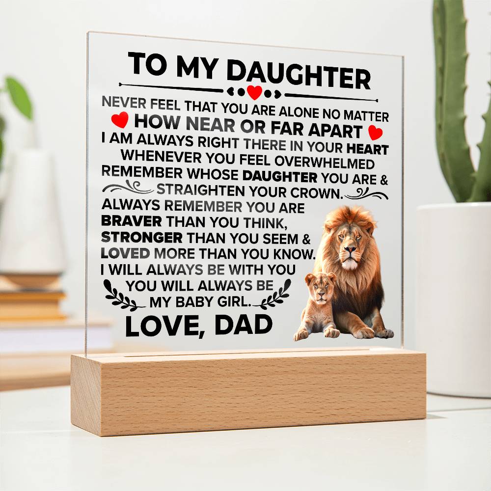 TO MY DAUGHTER BRAVER SQUARE ACRYLIC